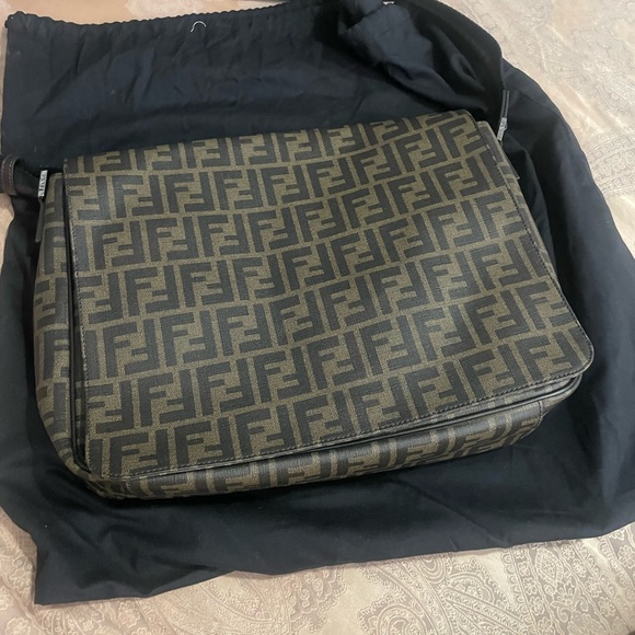 Fendi Mens Flap Messenger Bag Zucca Coated Canvas Medium - Picture 10 of 16